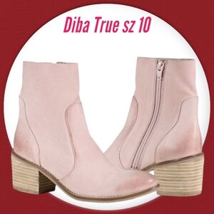 Diba True Woman Boot Pink Leather Suede  Block heel Mixed Media Western Cowboy